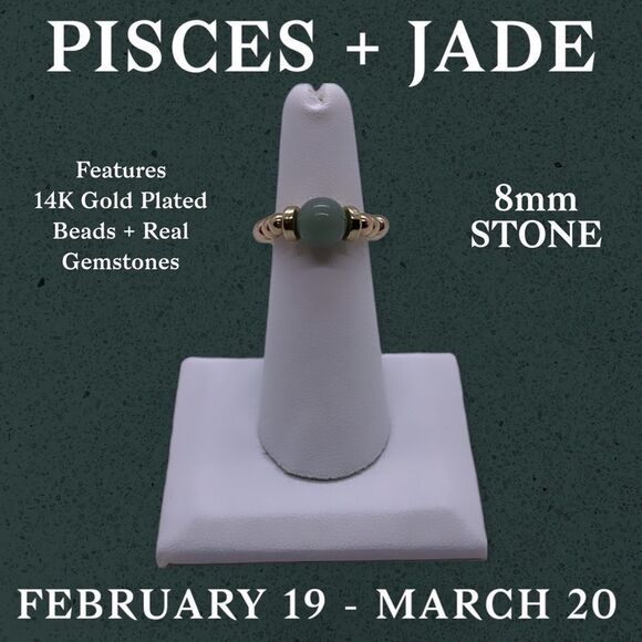 NWT Wool + Pepper Co. Pisces + Jade Ring - zodiac x gemstone collection - Picture 3 of 8